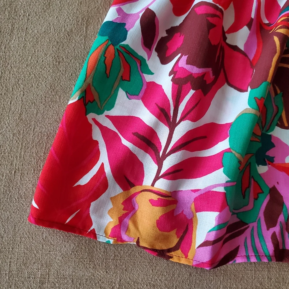 Maia Tropical Red Flutter Dress Small